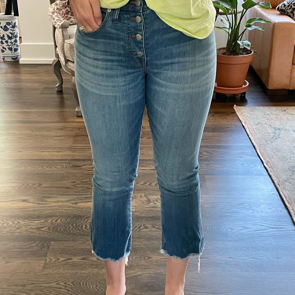 Madewell Demi boot cut raw hem jeans